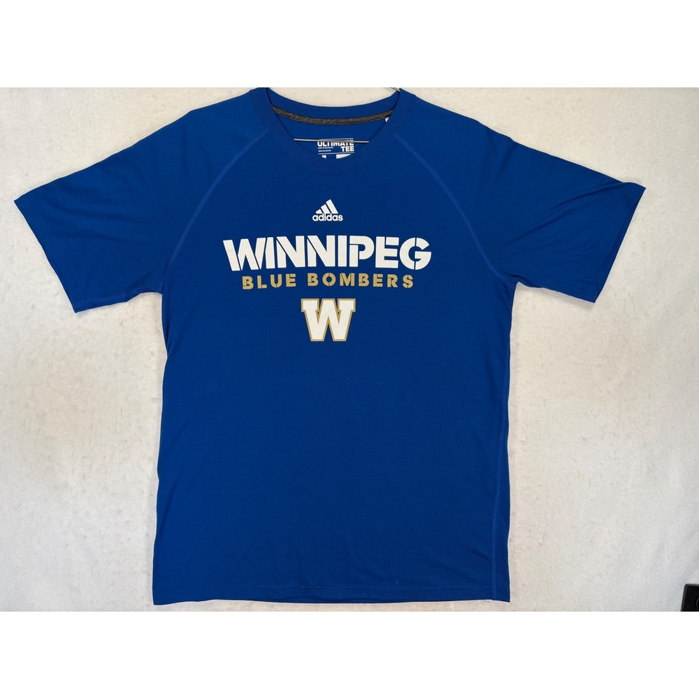 Adidas Winnipeg Blue Bombers Ultimate Tee Blue Short Sleeve Shirt Mens L 4897A